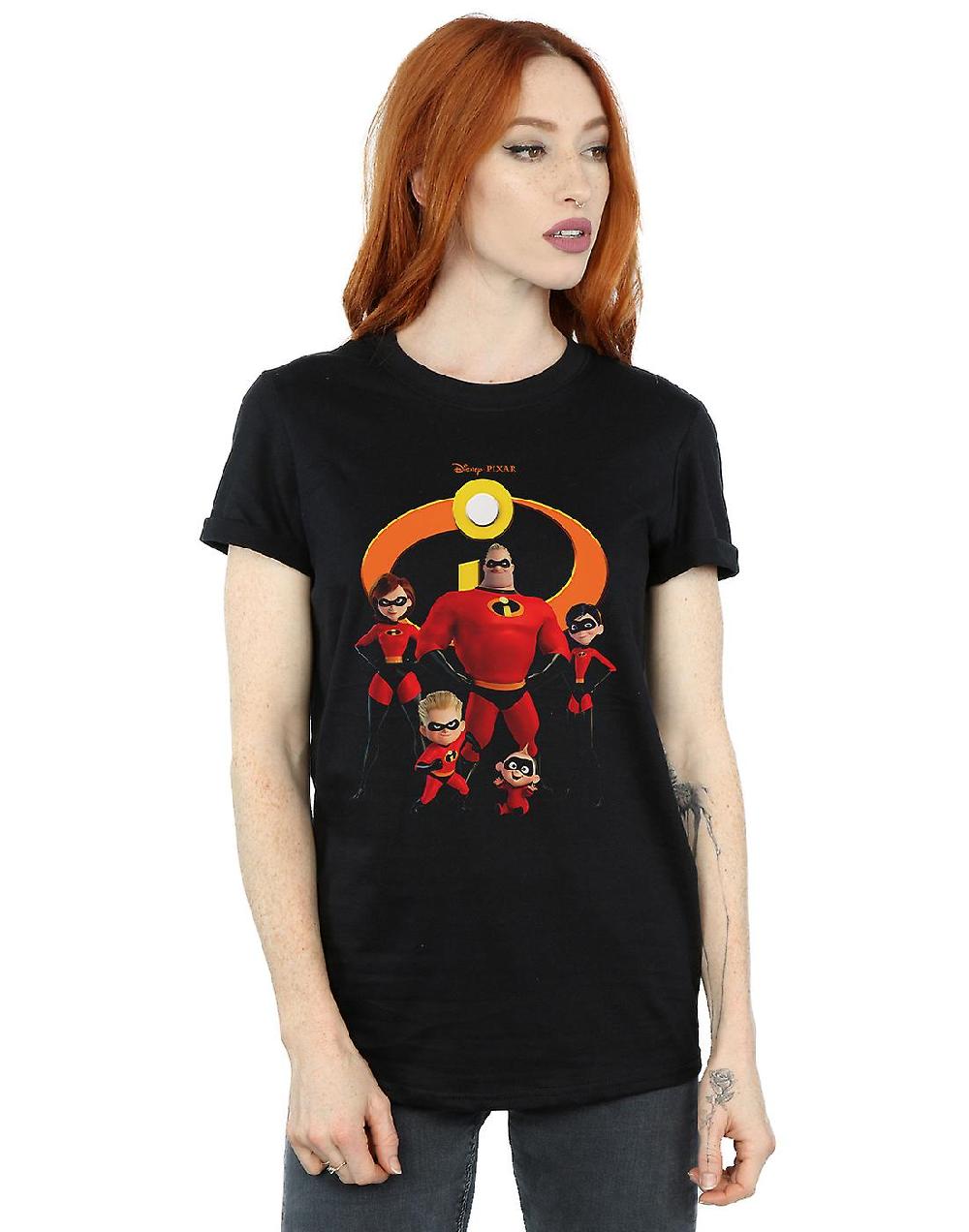 Disney Women's Incredibles 2 Group Logo Fidanzato Fit T-Shirt