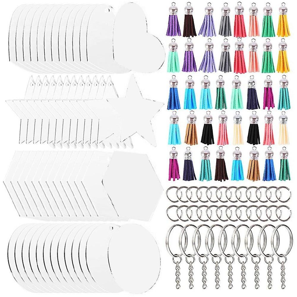 Diy Tassel Acrylic Love Round Keychain Couple Pendant Pendant For Key Ring Set
