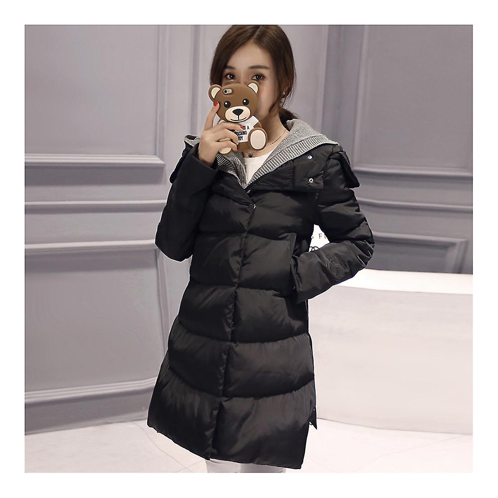 Donna Una forma spessa felpa con cappuccio Lana medio lungo lungo cappotto