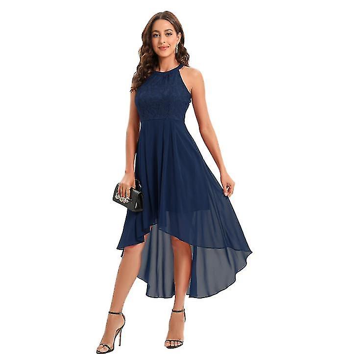 Donna Vintage Halter Neck Floral Lace Backless Bridesmaid Dress