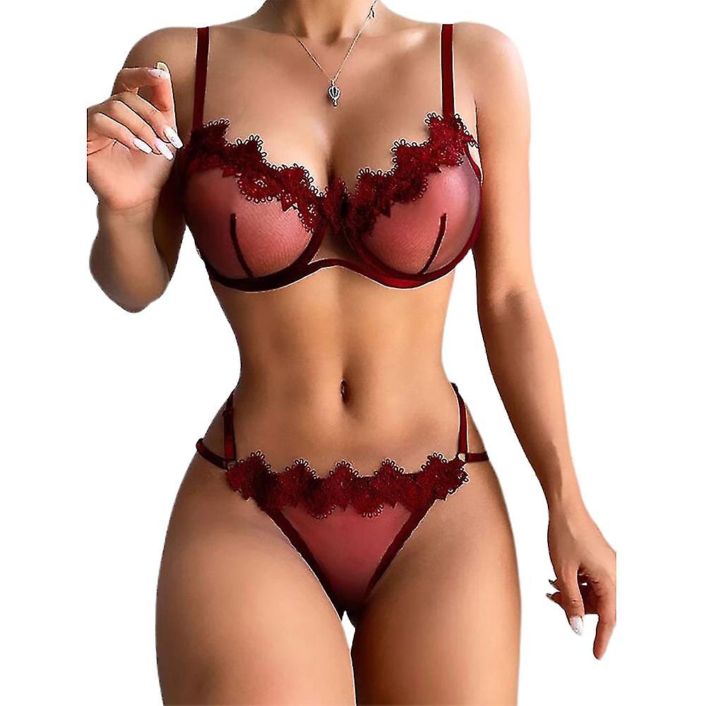 Donne Biancheria Intima Sexy Lingerie Set Signore Vedere Attraverso Reggiseno G-string Perizoma Biancheria Da Notte Erotica Biancheria Da Notte