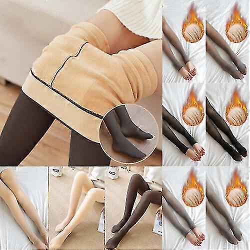 Donne Donne Inverno caldo pile foderato spesso termico Full Foot Tights Pantaloni lunghi