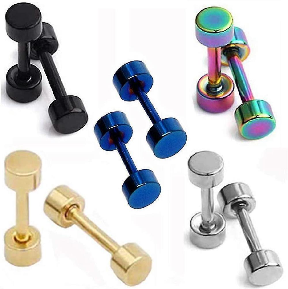 Dot Earrings High Polished Surgical Steel Screw Flat Back Disc Stud Earrings For Women Men Pack Of 5 Pairs(4mm) Xq-ps807