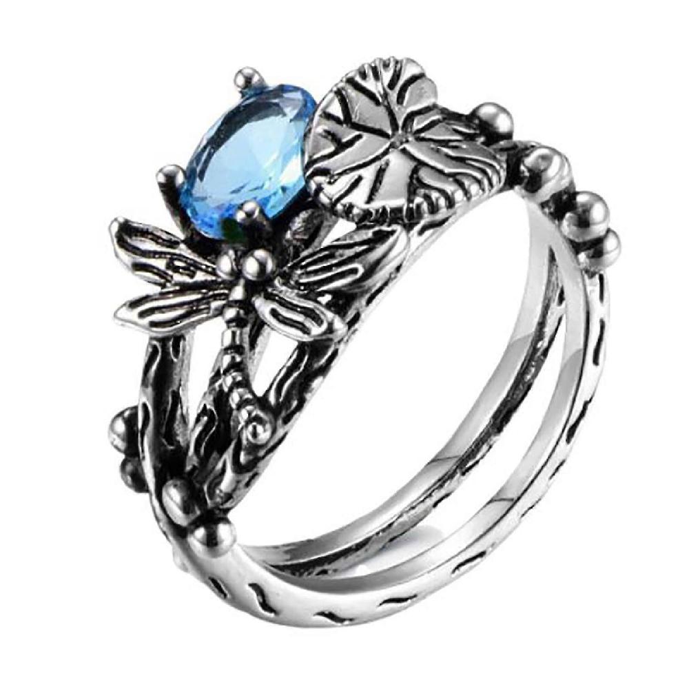 Dragonflies And A Lotu Ring Vintage Thai Silver Inlaid Ring
