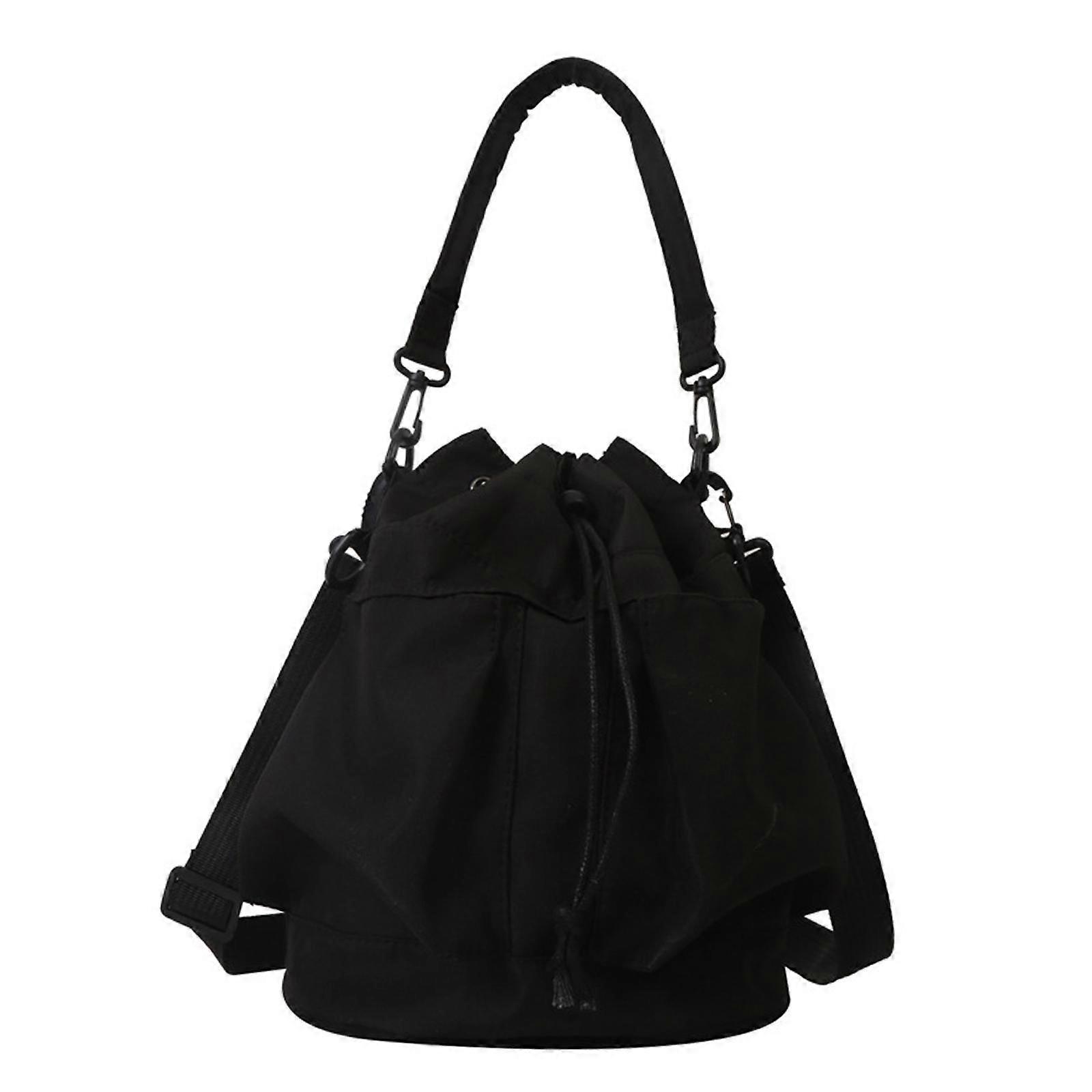 Drawstring Bag Handbag Drawstring Closure Cellphone Bag Ladies Crossbody Bag Black