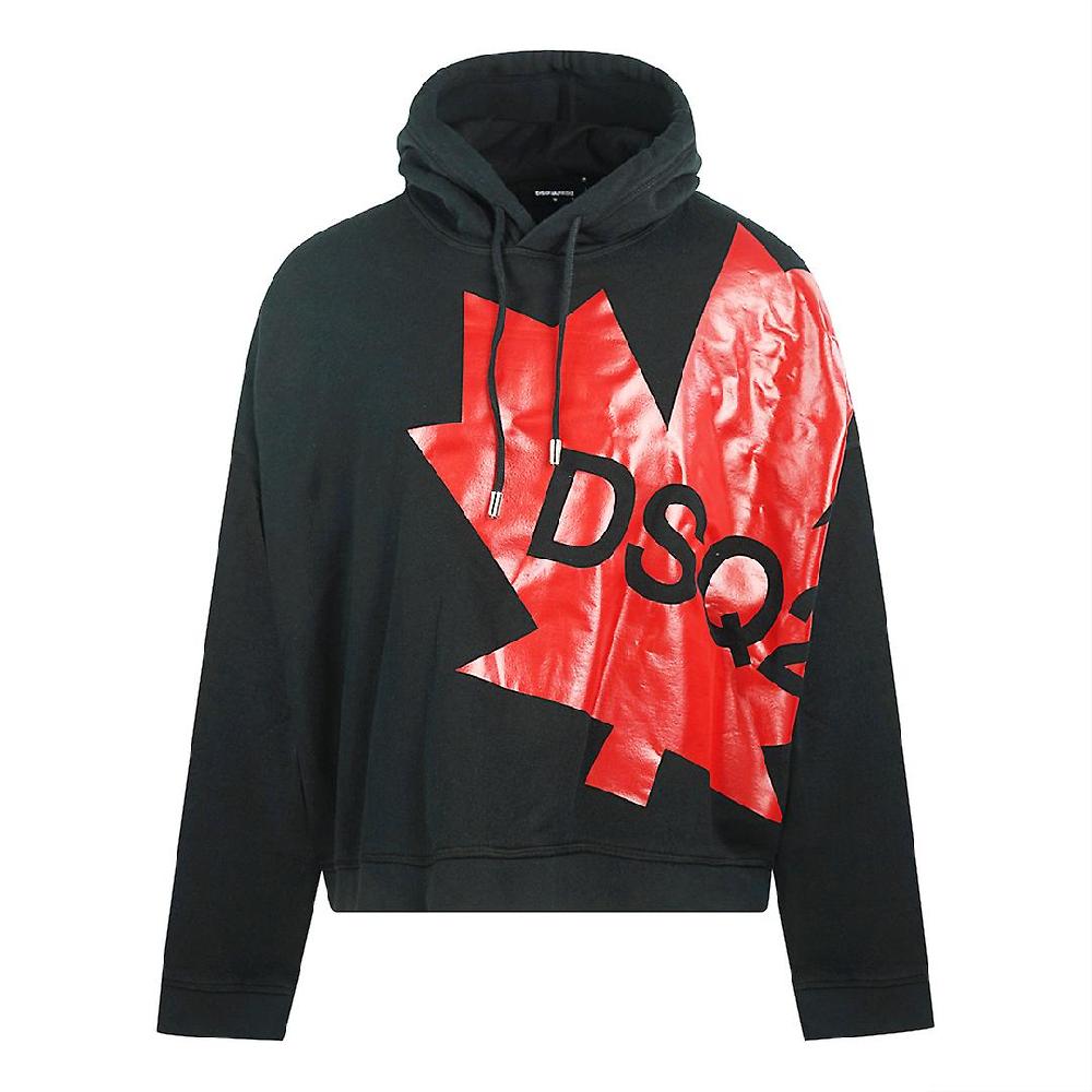 Dsquared2 Large Maple Leaf Logo Oversize Felpa con cappuccio nero
