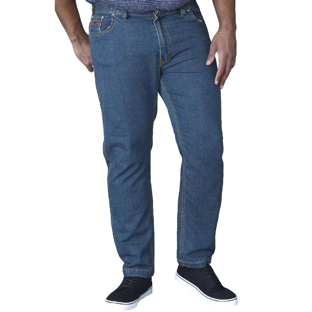 Duke D555 Mens Bailey Big Tall King Size Stretch Elasticated Waist Jeans - Blu