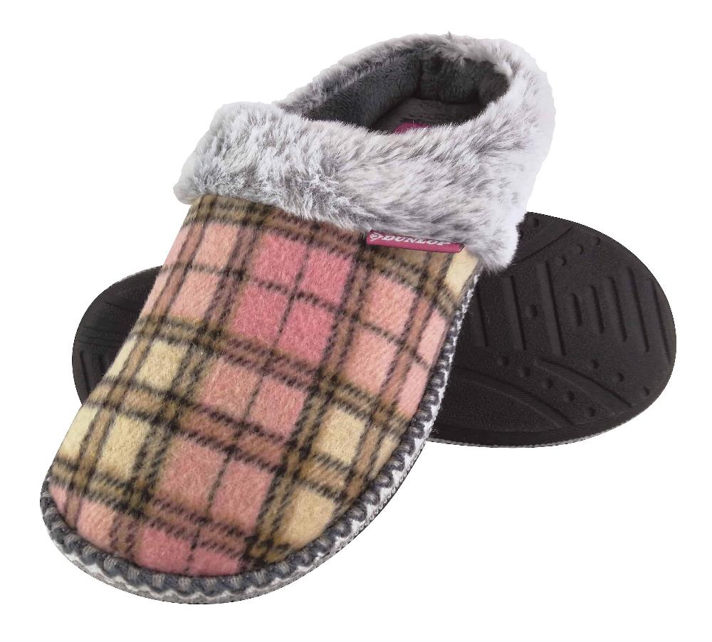 Dunlop - Ladies Memory Foam Knitted Mules Slippers