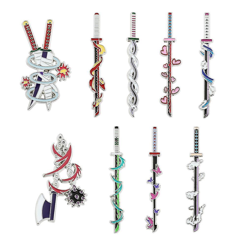 Dww-10 Piece Metal Backpack Brooch (Manga Peripheral - Sword) Women's Brooch Teenager Cute Hat Brooch Clothes Set Bag