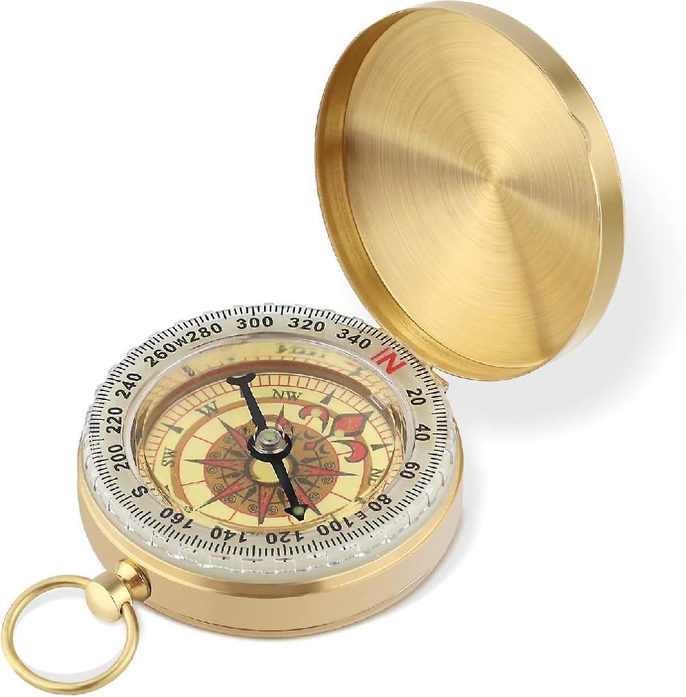 Dww-Boussole de Survie (Or) 48 x 13 mm Boussole Randonne Boussole de Poche Boussole Clapet Boussole de Survie Militaire Boussole pour Enfants Adulte
