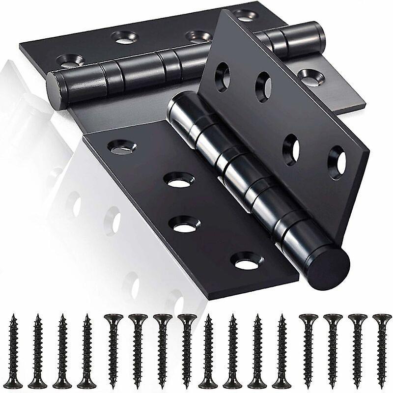 Dww-Charnire De Porte En Inox2 Pcs Charnires De Porte Charnires Pliables Charnires Inox Paisseur 3mm Paumellepour Portes Massives Intrieur (Black)