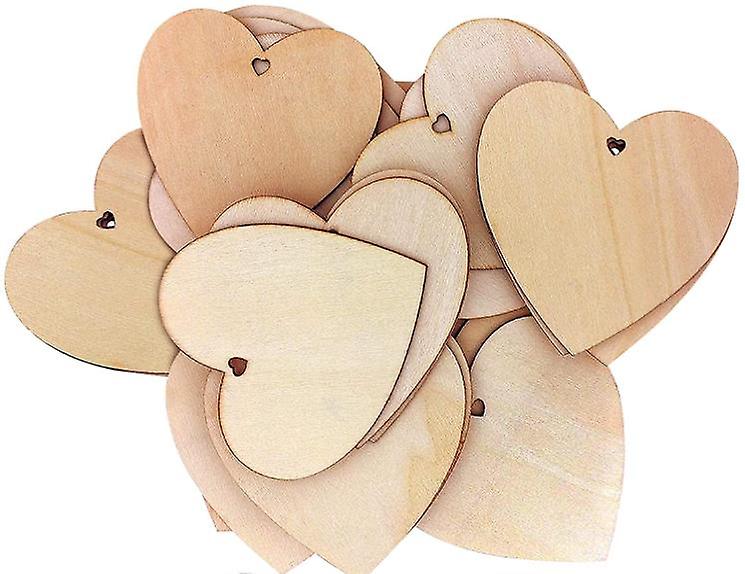 Dww-Coeur en Bois (50 pices) Dcoration Bois Forme de Petit Coeur 10x10 cm avec Trous - Dcorations pour Mariages Ftes Anniversaires Cadeaux Loisir