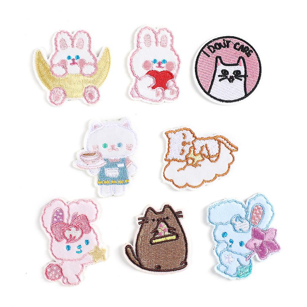 Dww-Lot De 8 Mignon Lapin Et Chat Jolis Cussons Brods Thermocoller Et Coudre Pour Veste Chapeau Sac Dos Jean