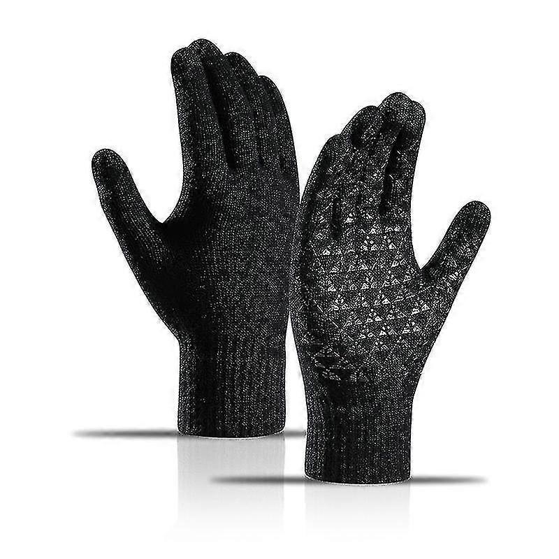 Dww-winter 1 Pcs Beanie Hat Gloves Scarf For Men And Women Knit Fleece Lined Warm Touchscreen Gloves Beanie Infitiny Scarf Set black