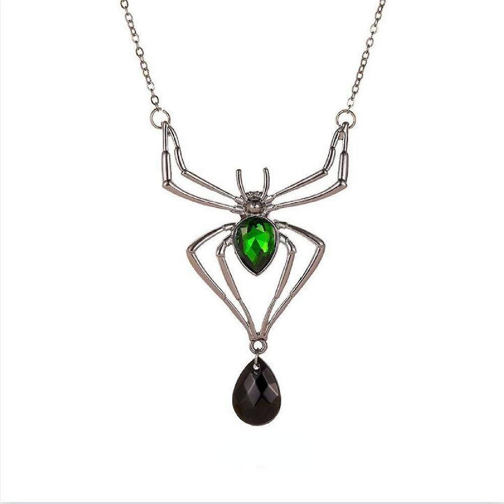 Earrings For Women Halloween Jewelry Exaggerated Three-Piece Spider Necklace Earrings Ring Set