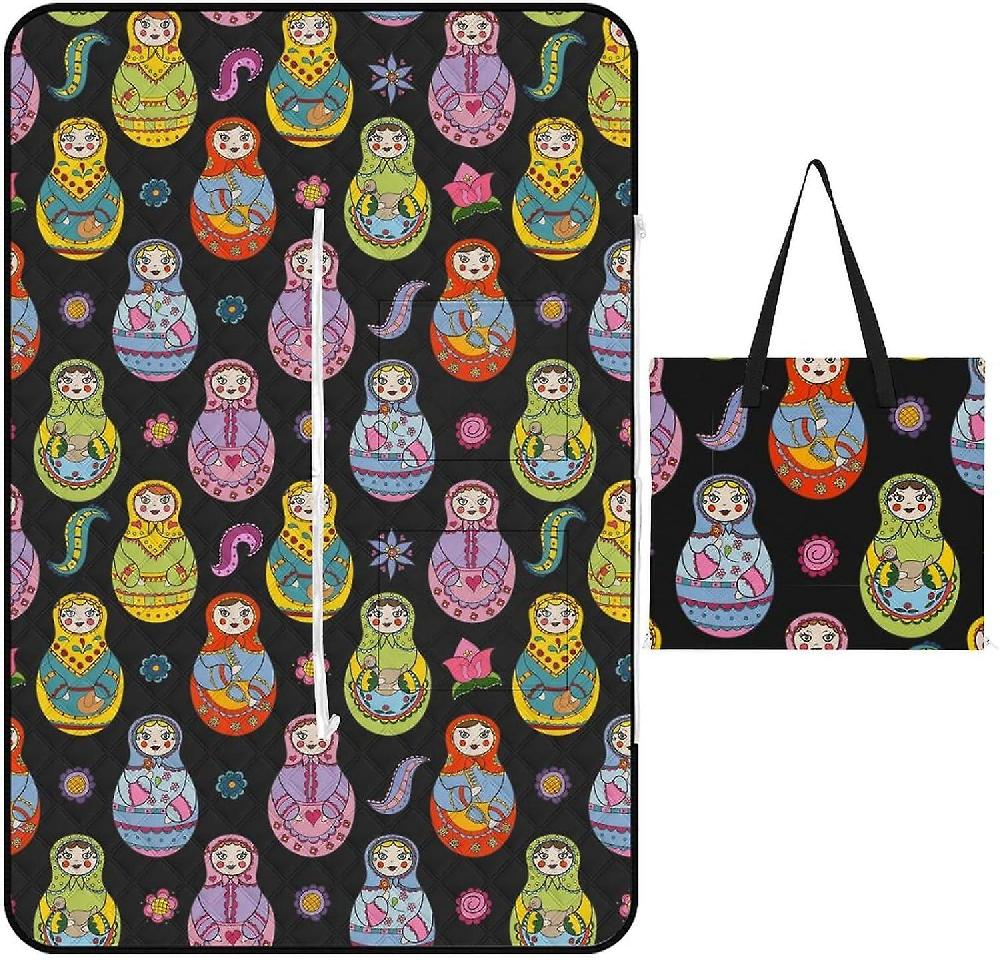 EDGFEWWOI140Shamrocks Print Picnic Blanket Outdoor Camping Mat Foldable Portable Tote Bag 3-Layer Waterproof Backing for Outdoors Concerts Beach Park
