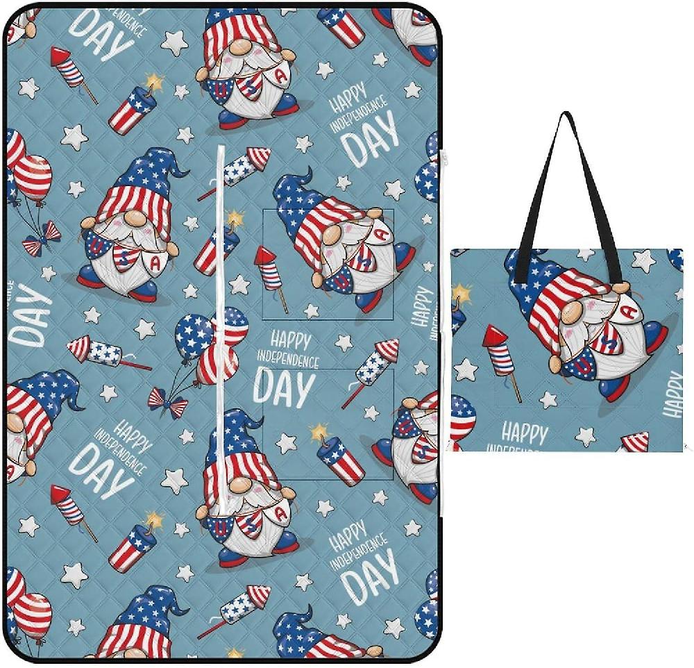 EDGFEWWOI193Dolphins Cartoon Picnic Blanket Outdoor Camping Mat Foldable Portable Tote Bag 3-Layer Waterproof Backing For Outdoors Concerts Beach Par