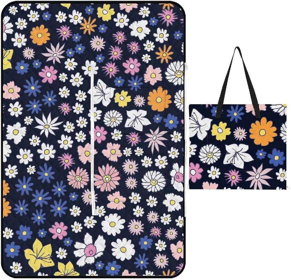 EDGFEWWOI238Ethnic African Theme Picnic Blanket Outdoor Camping Mat Foldable Portable Tote Bag 3-Layer Waterproof Backing For Outdoors Concerts Beach