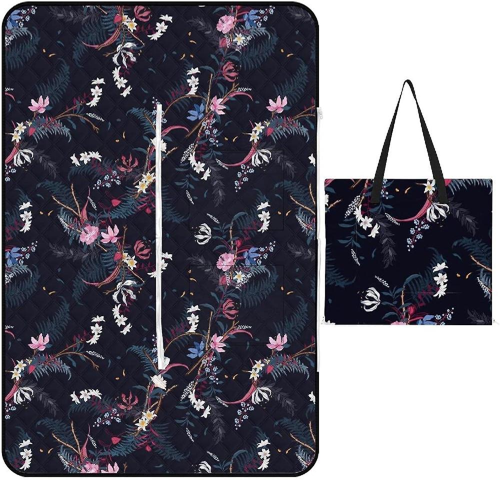 EDGFEWWOI263Golden Spiders Picnic Blanket Outdoor Camping Mat Foldable Portable Tote Bag 3-Layer Waterproof Backing for Outdoors Concerts Beach Park