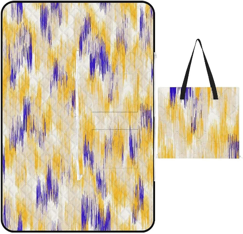 EDGFEWWOI277Hungarian Pattern Picnic Blanket Outdoor Camping Mat Foldable Portable Tote Bag 3-Layer Waterproof Backing For Outdoors Concerts Beach Pa