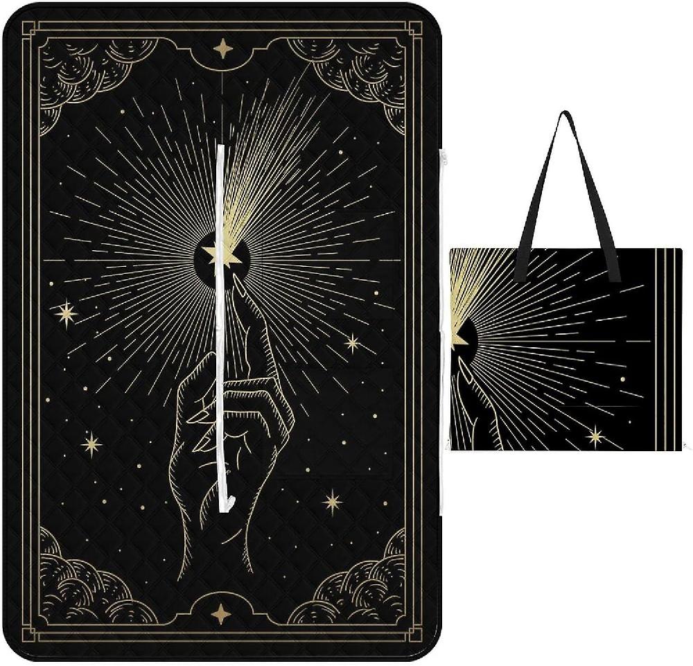 EDGFEWWOI315Touches Shooting Star Picnic Blanket Outdoor Camping Mat Foldable Portable Tote Bag 3-Layer Waterproof Backing for Outdoors Concerts Beac