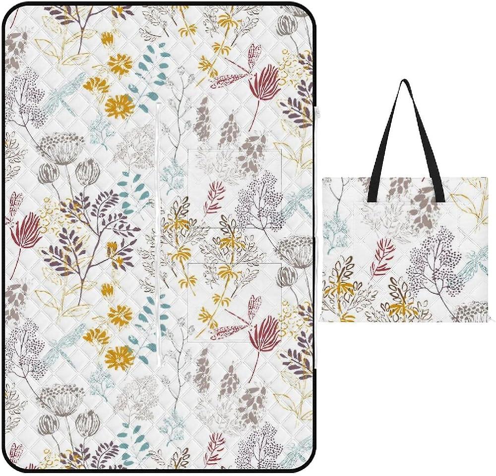 EDGFEWWOI385Watercolor Roses Picnic Blanket Outdoor Camping Mat Foldable Portable Tote Bag 3-Layer Waterproof Backing For Outdoors Concerts Beach Par