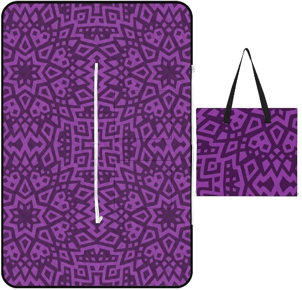 EDGFEWWOI440Palms Tree Sunset Picnic Blanket Outdoor Camping Mat Foldable Portable Tote Bag 3-Layer Waterproof Backing For Outdoors Concerts Beach Pa