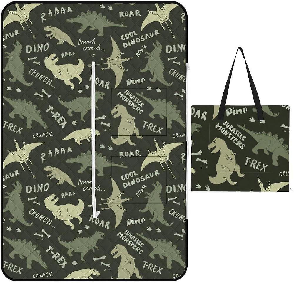 EDGFEWWOI497Corgis Moons Picnic Blanket Outdoor Camping Mat Foldable Portable Tote Bag 3-Layer Waterproof Backing For Outdoors Concerts Beach Park -2