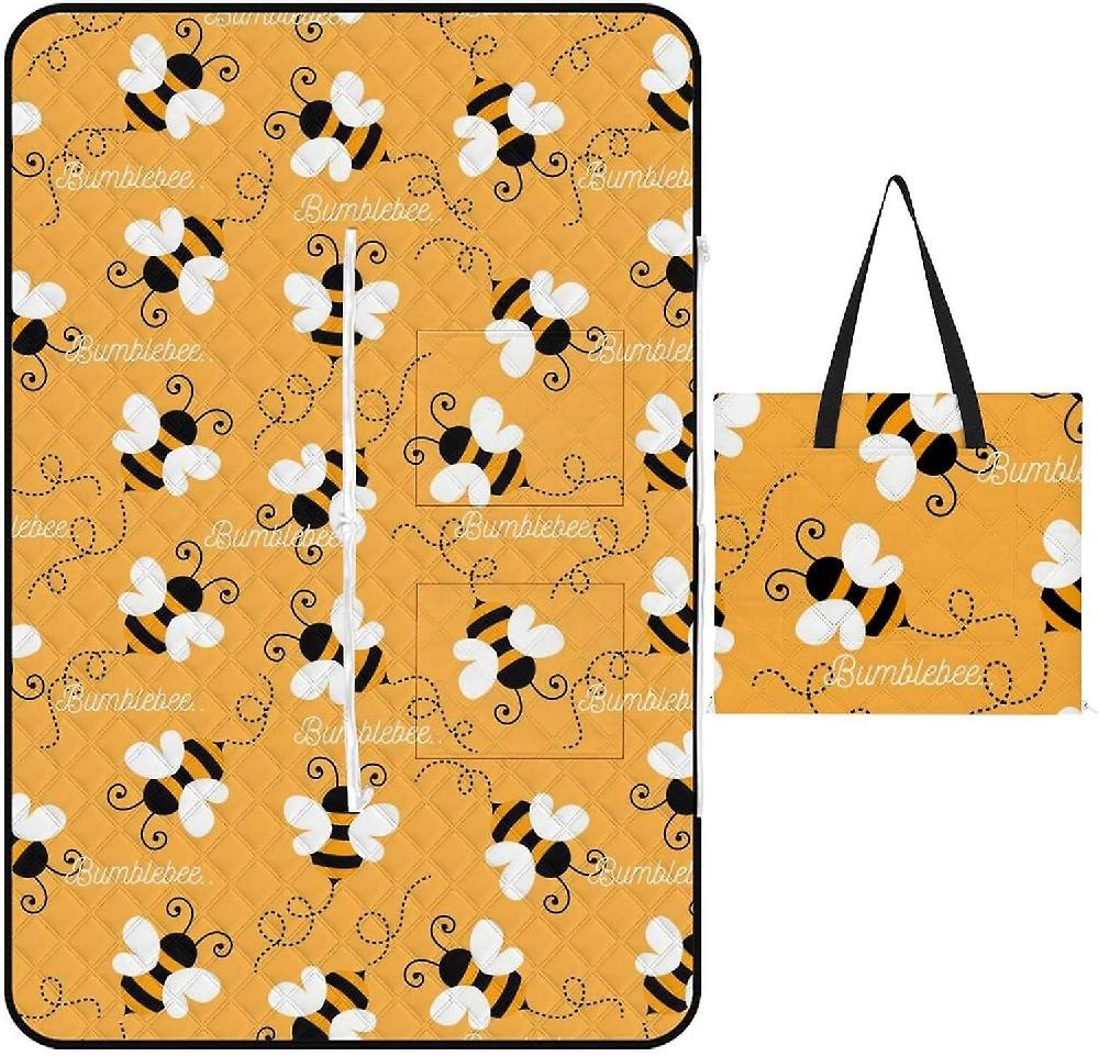 EDGFEWWOI498Corgis Moons Picnic Blanket Outdoor Camping Mat Foldable Portable Tote Bag 3-Layer Waterproof Backing for Outdoors Concerts Beach Park -3