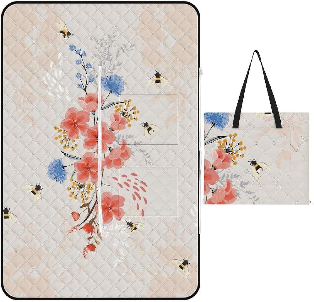EDGFEWWOI54Fish Cute Picnic Blanket Outdoor Camping Mat Foldable Portable Tote Bag 3-Layer Waterproof Backing for Outdoors Concerts Beach Park -3