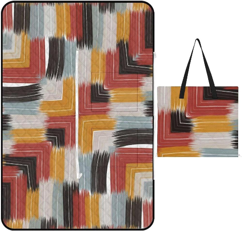 EDGFEWWOI70Watercolor Picnic Blanket Outdoor Camping Mat Foldable Portable Tote Bag 3-Layer Waterproof Backing For Outdoors Concerts Beach Park -4