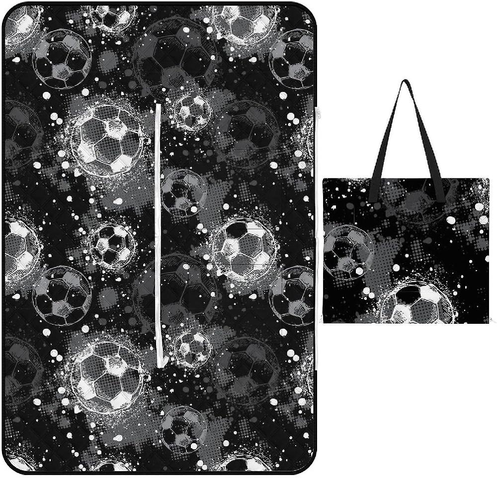 EDGFEWWOI767Grunges Sport Texture Football Picnic Blanket Outdoor Camping Mat Foldable Portable Tote Bag 3-Layer Waterproof Backing For Outdoors Conc