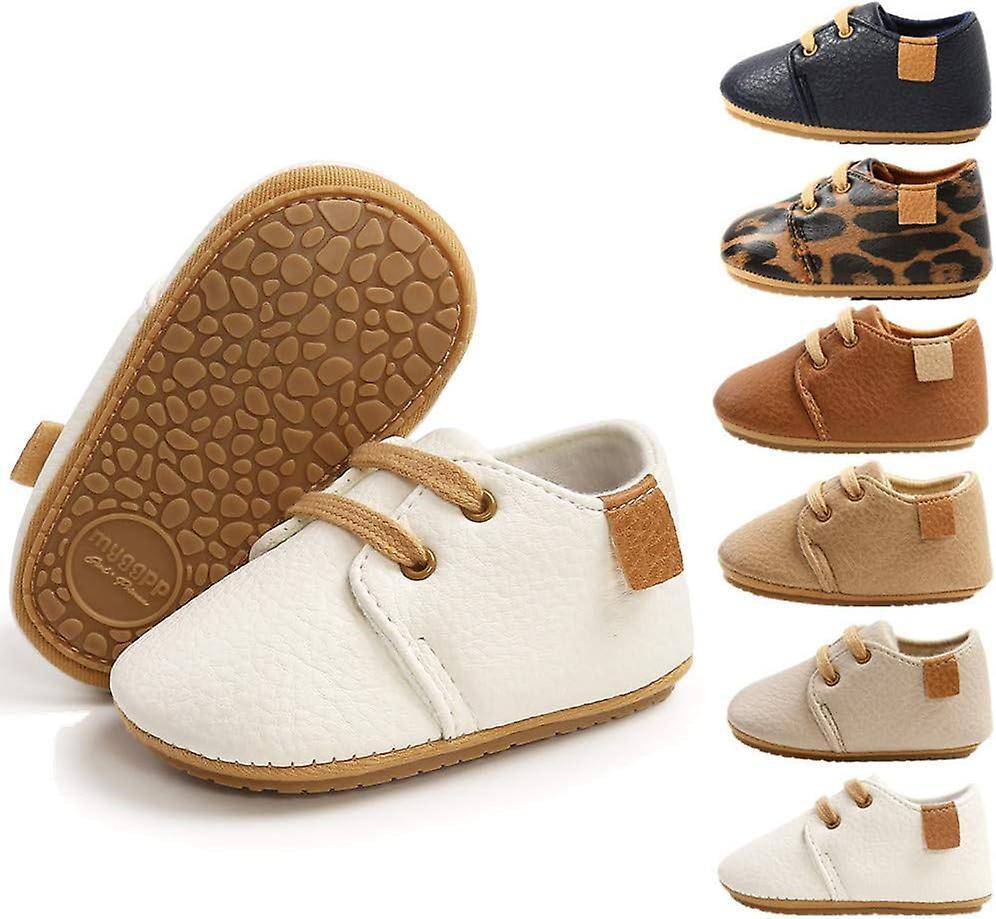 eGoi Neonati Ragazze Oxford Scarpe PU Pelle Morbida Suola In Gomma Scarpe Da Ginnastica Antiscivolo Bambino Stivaletti Infante A Piedi Mocassini A/Bianco