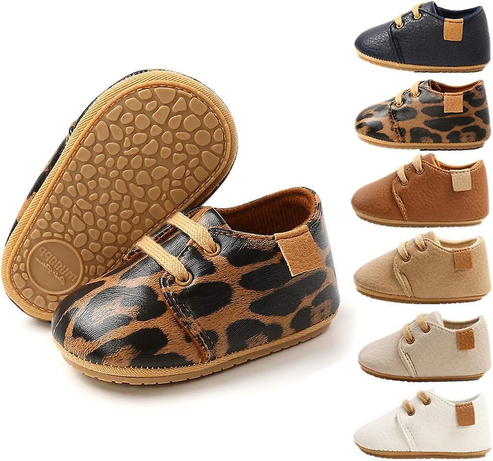 eGoi Neonati Ragazze Oxford Scarpe PU Pelle Morbida Suola In Gomma Sneakers Antiscivolo Bambino Stivaletti Infant Walking Mocassini A/Leopardo stampa