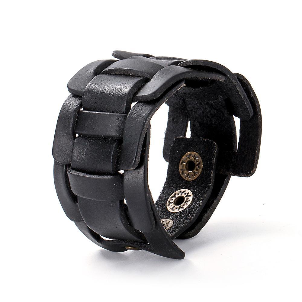 Eif Dock Hight Quality Wide Belt Genuine Leather Charm Bracelet For Men Motorcycle Rider Punk Male Wristband Wrap Bracelets
