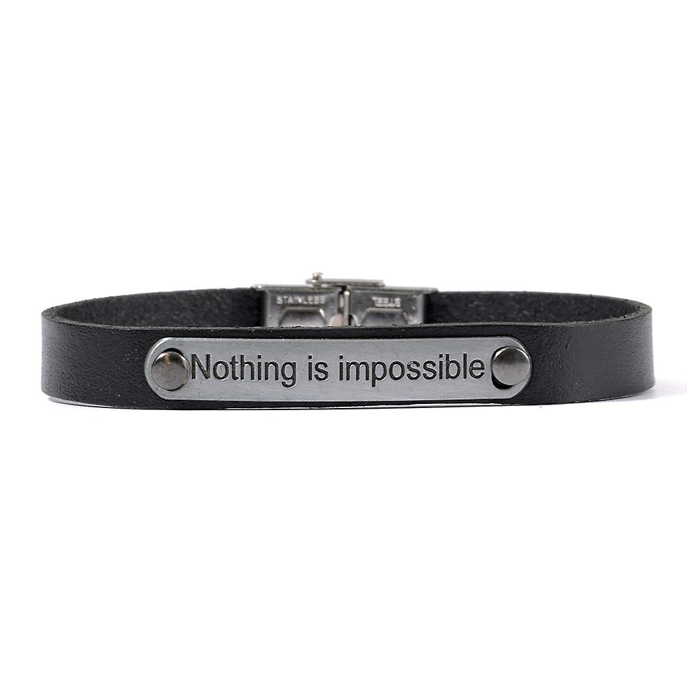 Eif Dock Vintage Casual Braided Letter Nothing Is Impossibleleather Bracelets Hand Men & Women Couple Jewelry