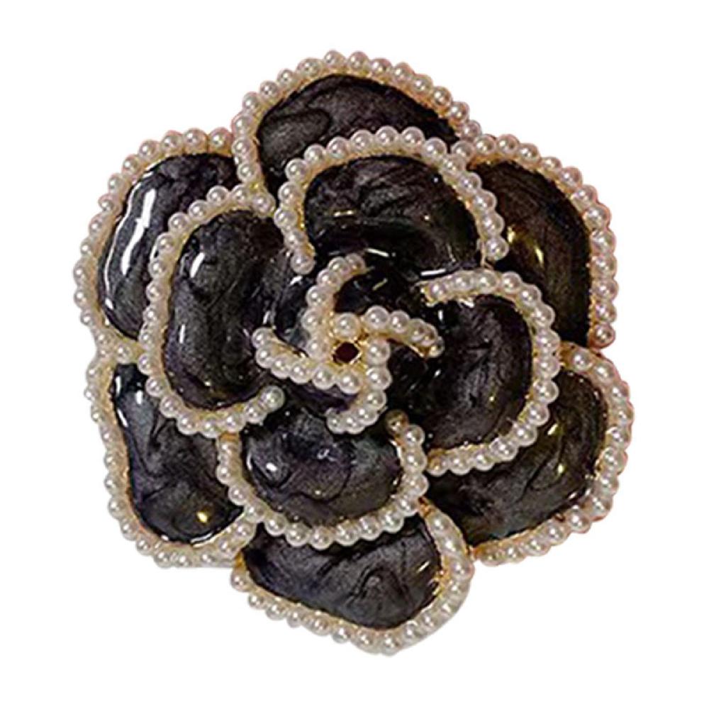 Elegant Black Flower Brooch - Decorative Accessory for Coats Suits and Cover-Ups