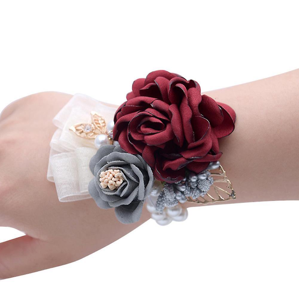 Elegant Faux Pearl Flower Wrist Corsage Bride Bridesmaid Wedding Party Bracelet
