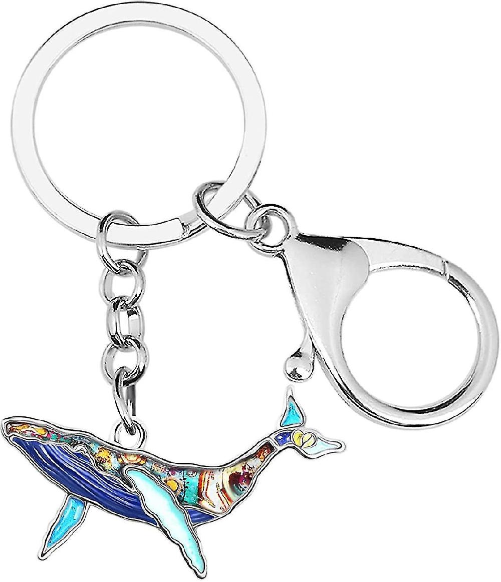 Enamel Alloy Cute Whale Keychain Ocean Keyrings For Women Girls Bag Wallet Charms Novelty