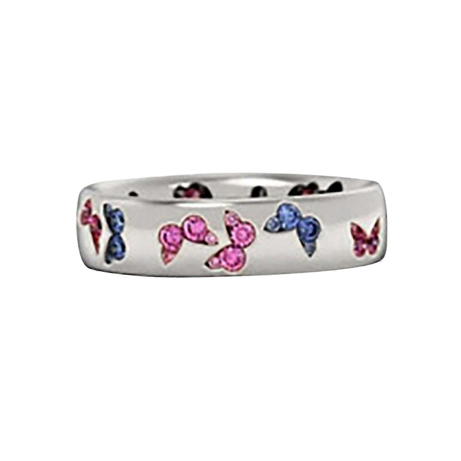 Exquisite Butterfly Inlaid Mixed Color Zircon Ring With Lovely Personality 5-11