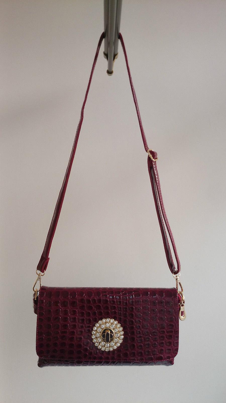 Fake Diamonds Gold Hardware Morden Handbag Luxury Women Zippered Pu And Buckle