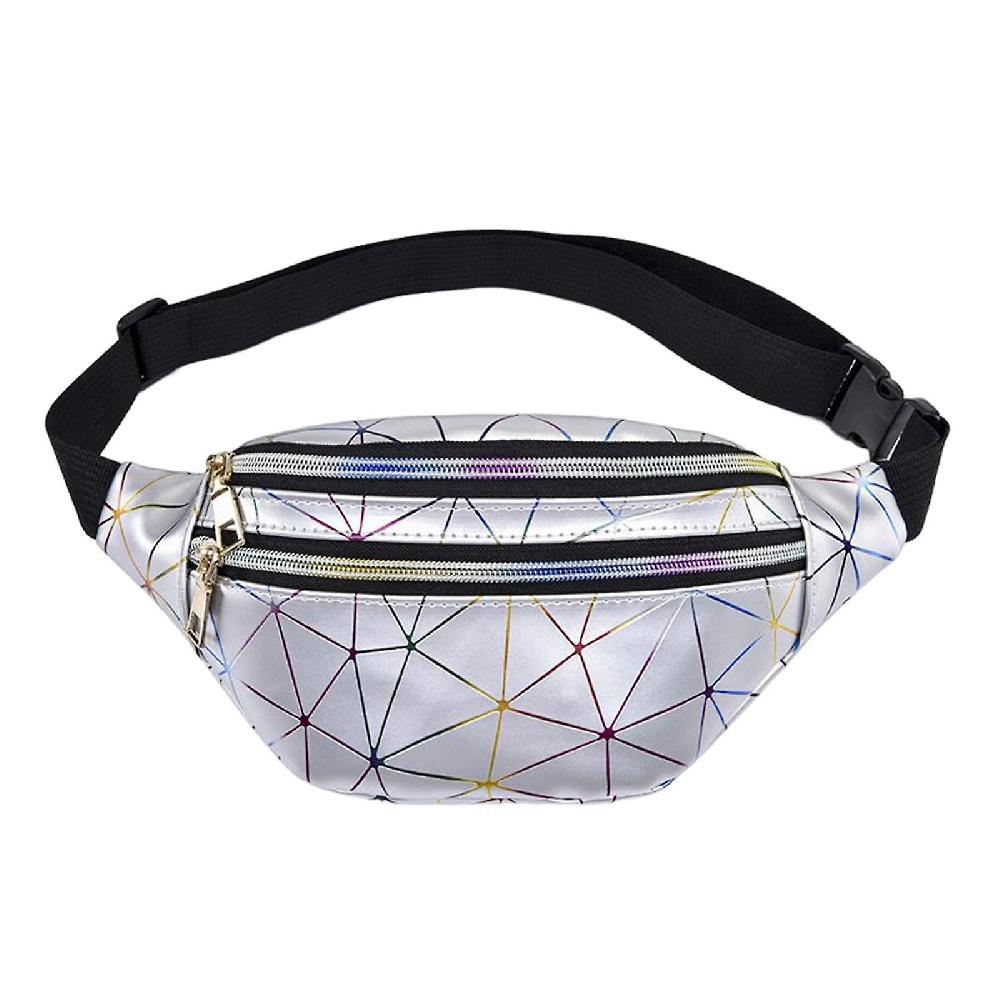 Fanny Pack Waist Bag Adjustable Strap Waterproof For Running Fishing Travel Silver