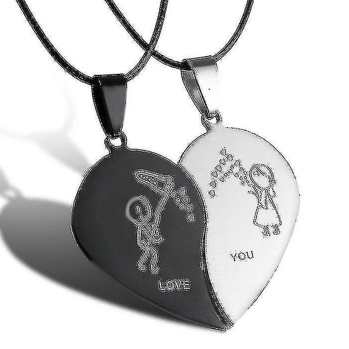 Fashion Lover Necklace 2017 Broken Heart Leather Necklaces Love You Couple Necklace Lovers Gift Stainless Steel Pendant Necklace