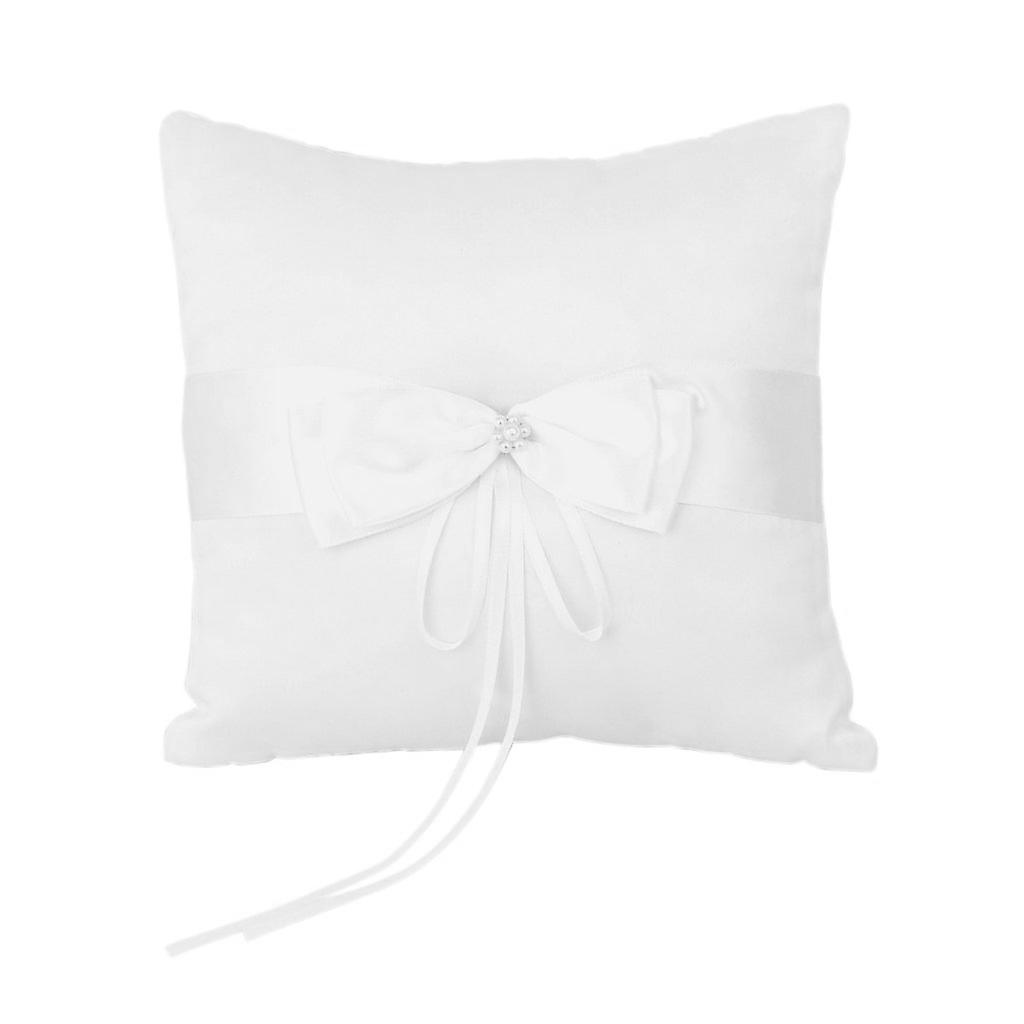 Faux Pearl Flower Wedding Party Pocket Ring Pillow Cushion 4" X 4"