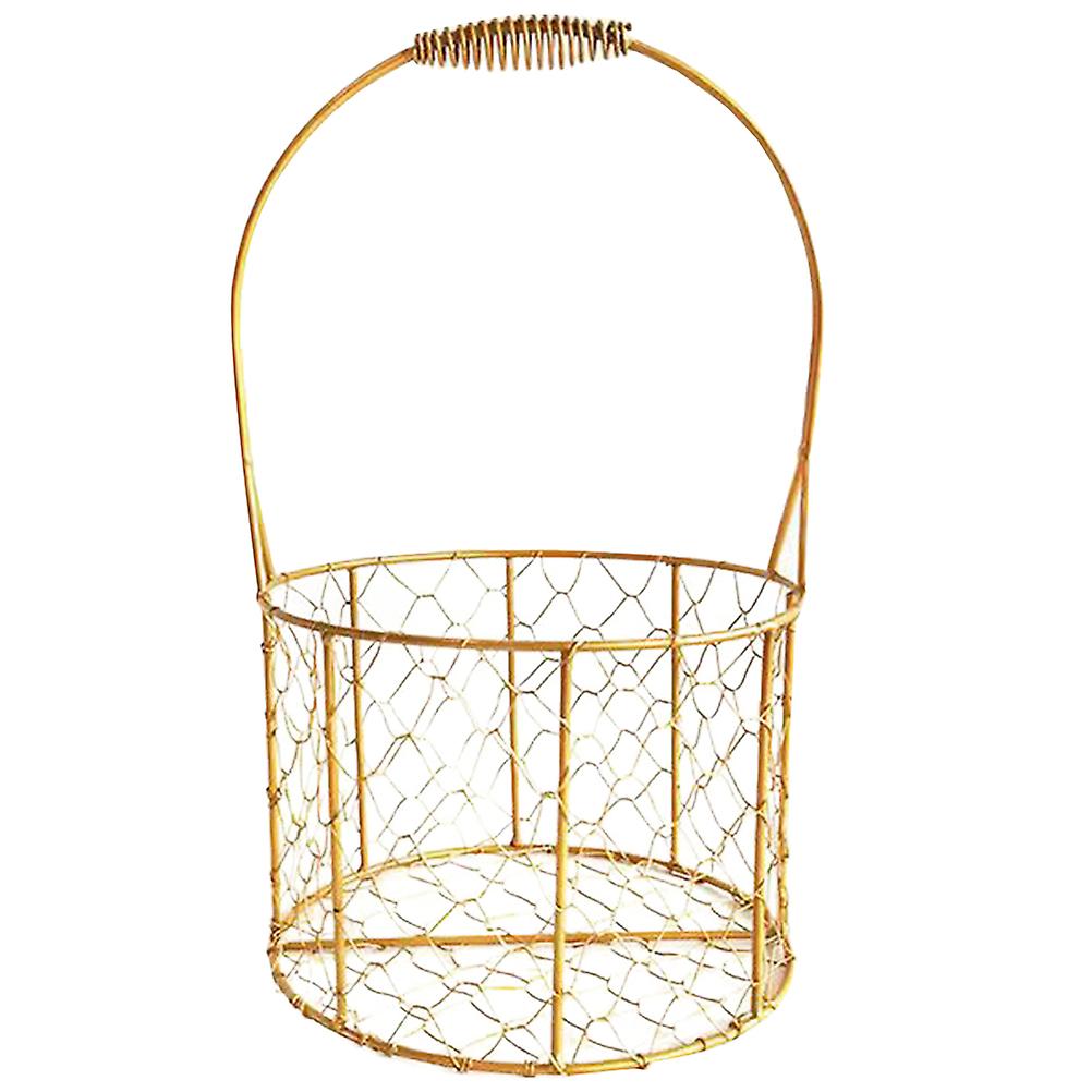 Flower Basket with Handle Round Fruits Basket Iron Wire Basket Wedding Decoration