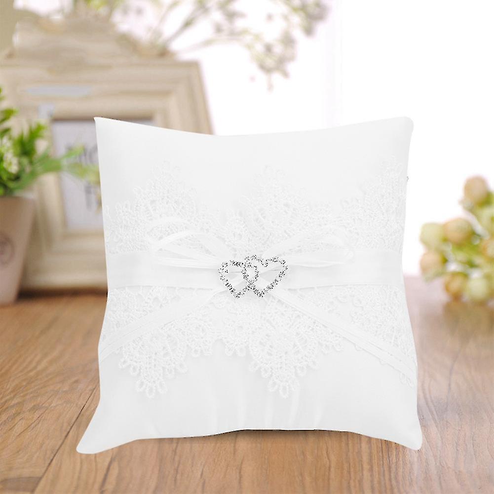 Flower Girl Basket Ivory Satin Wedding Ring Cushion Pillow with Lace Floral