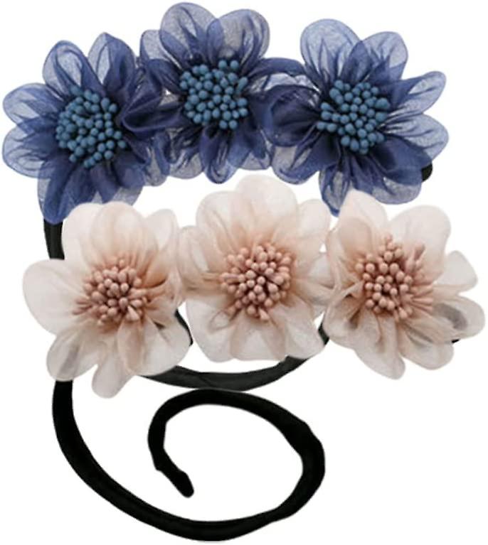 Flower Hair Coiler Head Coiler Ponytail Buckle Flower Bud Hair Ring Hairpin Clip Twisted Hair Styler For Womens Bun Styler Women's Fashion Hair (2pcs