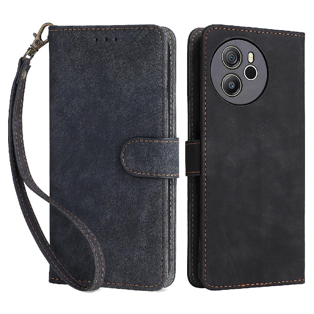 For Blackview Shark 8 Case RFID Blocking PU Leather Wallet Phone Cover With Hand Strap