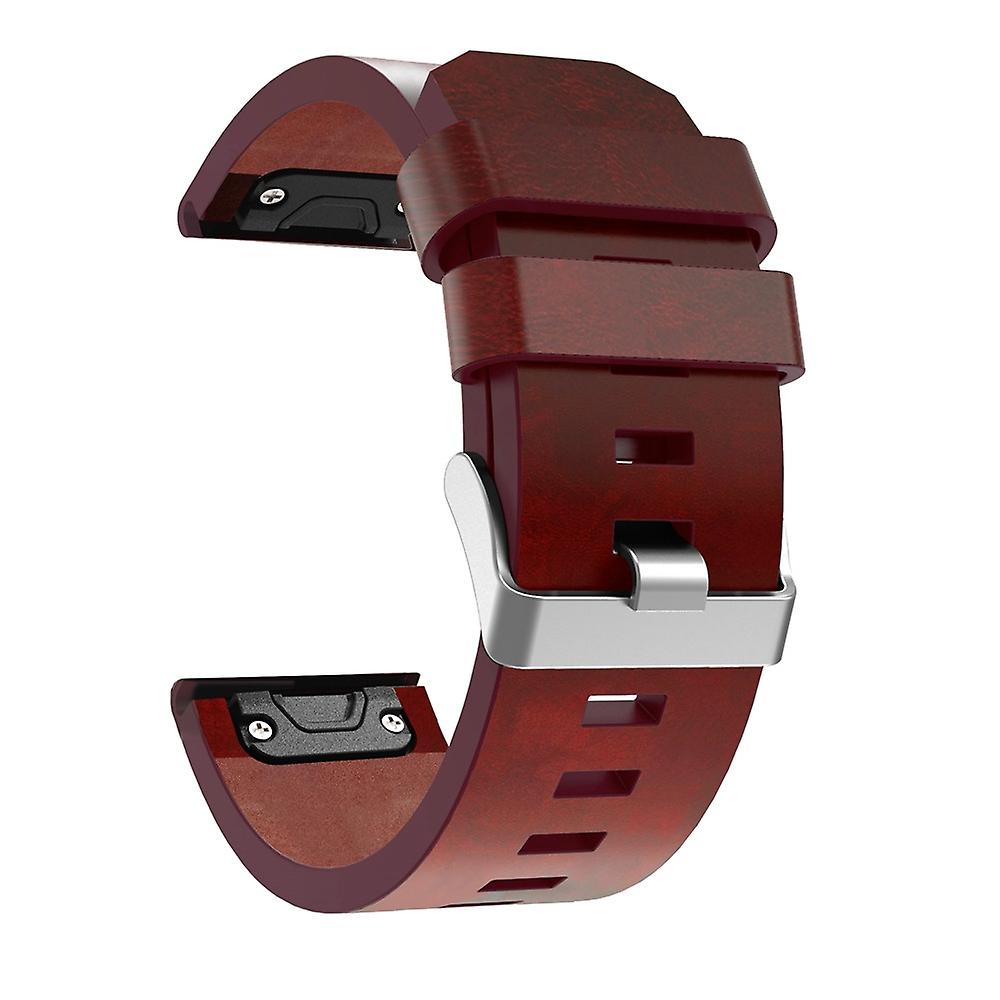 For Garmin Fenix 5x (without Sewing Thread) Leather Strap