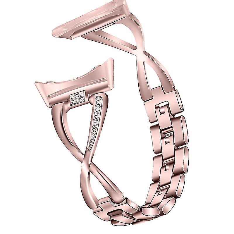 For Google Pixel Watch 2/Pixel Watch Metal Watch Band Rhinestone Decor Strap Wrist Band Pink